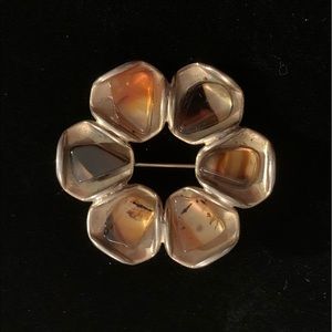 Vintage amber and gold tone pin